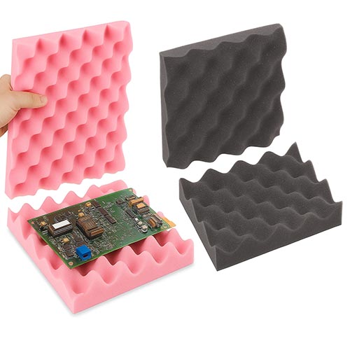 convoluted foam sets, one pink and one black