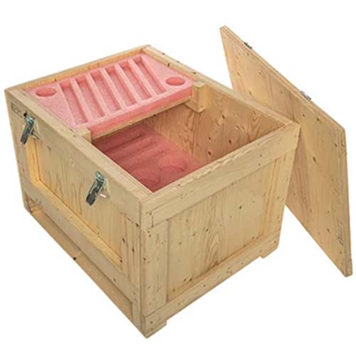 die cut foam insert wooden crate