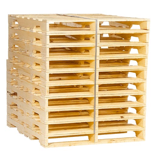 brand new wooden pallets stacked on top of each other