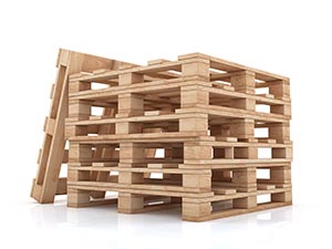 Stack of wooden pallets 3d illustration isolated on white background