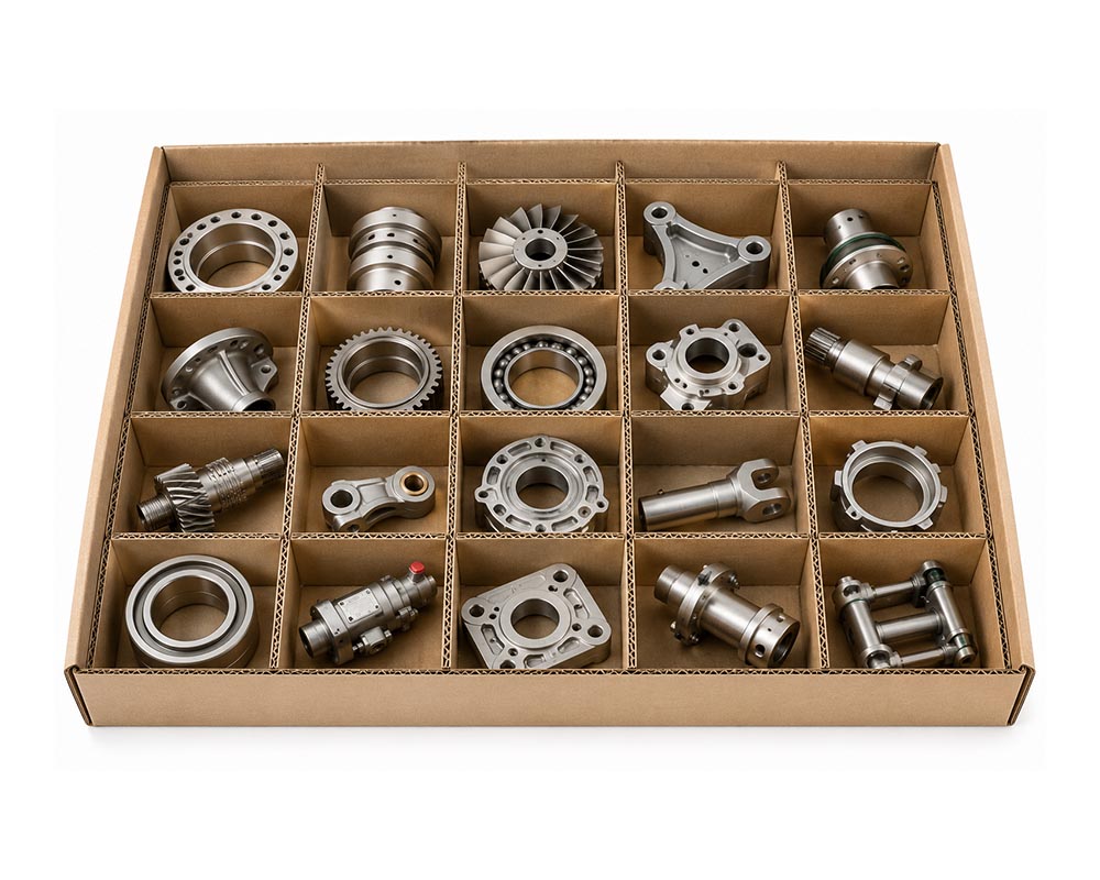 aerospace compnents in aviation packaging partitioned
