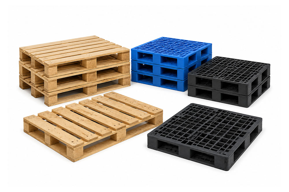 wooden and plastic pallets for warehouses