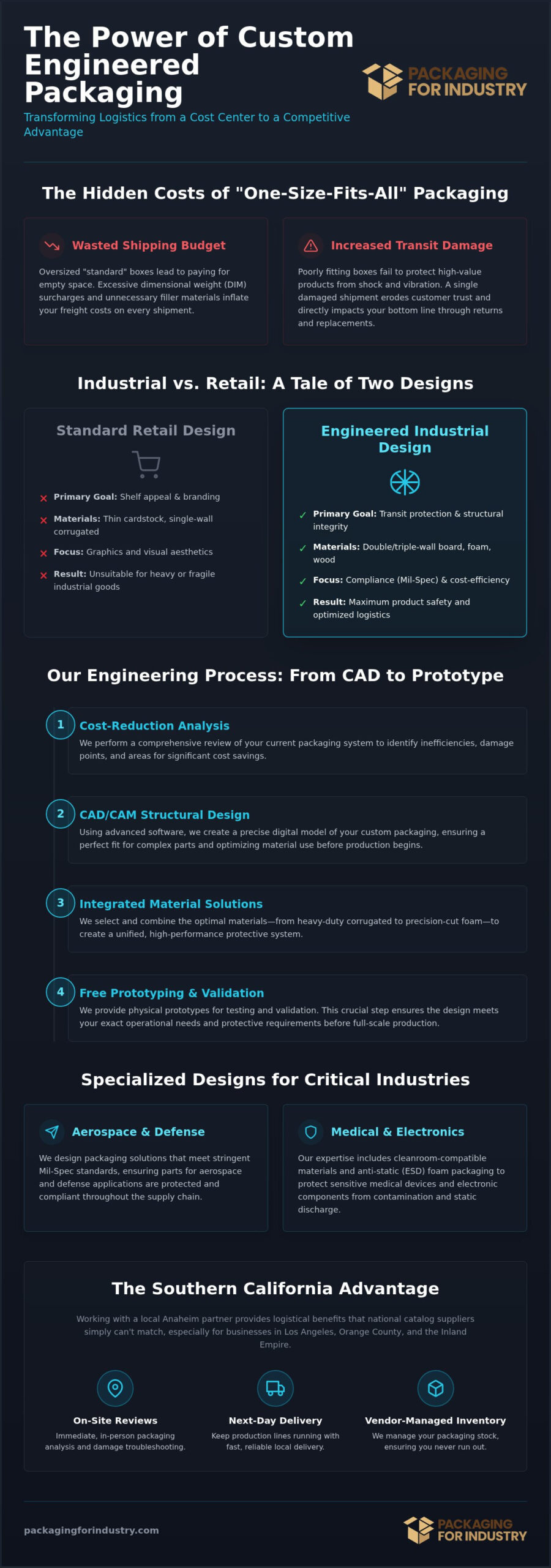 Custom Packaging Design Services in Southern California: Industrial Engineering for High-Value Logistics