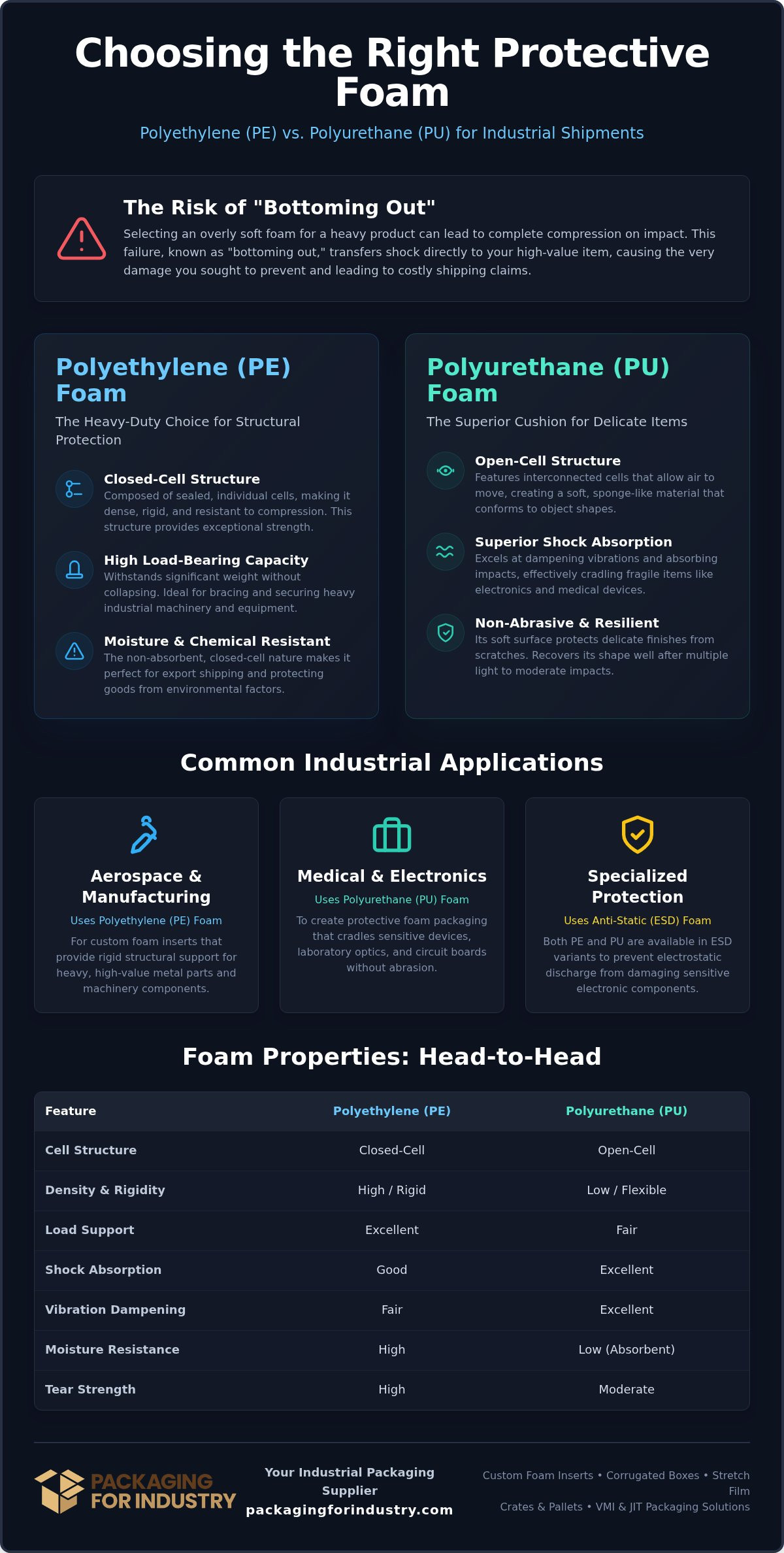 PE vs PU Foam Cushioning: Industrial Selection Guide
